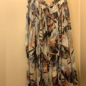 Multicolored/Light Blue Floral Maxi Skirt